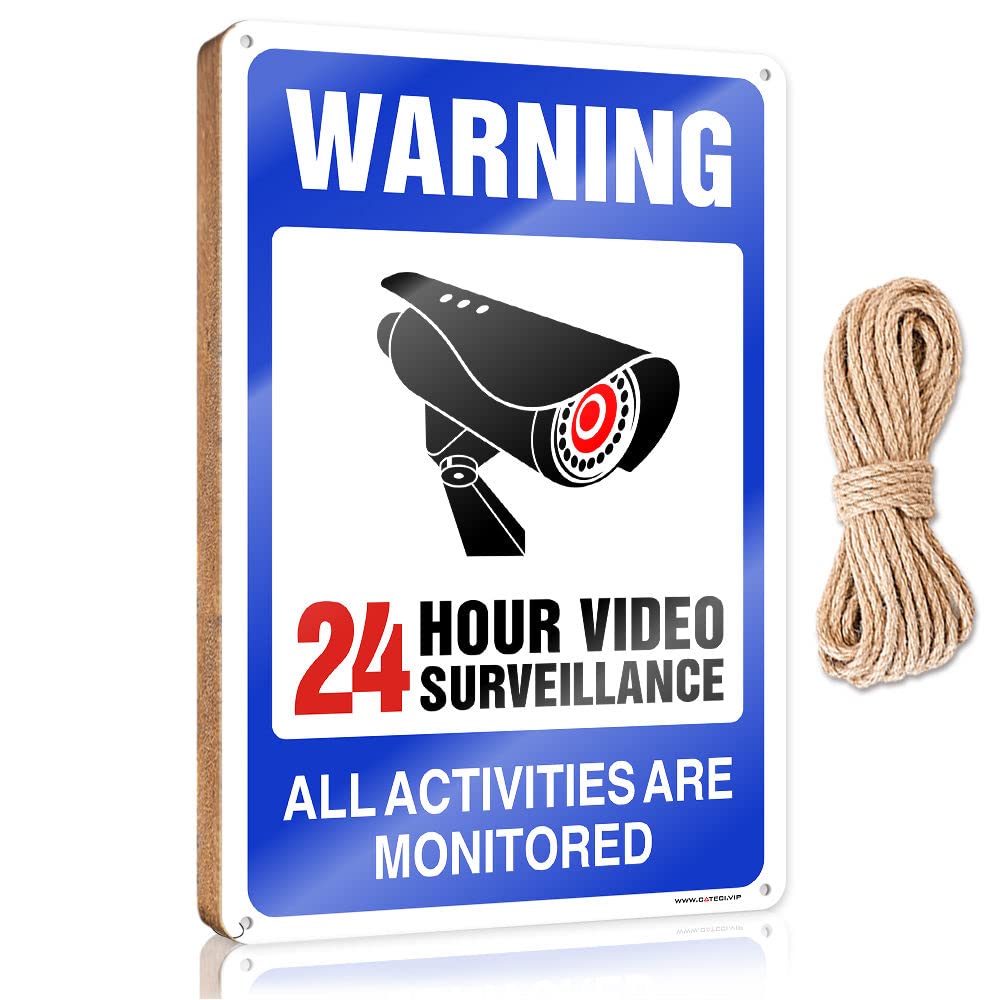 FZFN Door Sign For Bedroom Video Surveillance Signs, No Trespassing Violators Will Be Prosecuted Wooden Sign Wall Hanging Decor Sayings Farmhouse Bathroom Sign(15X28CM)