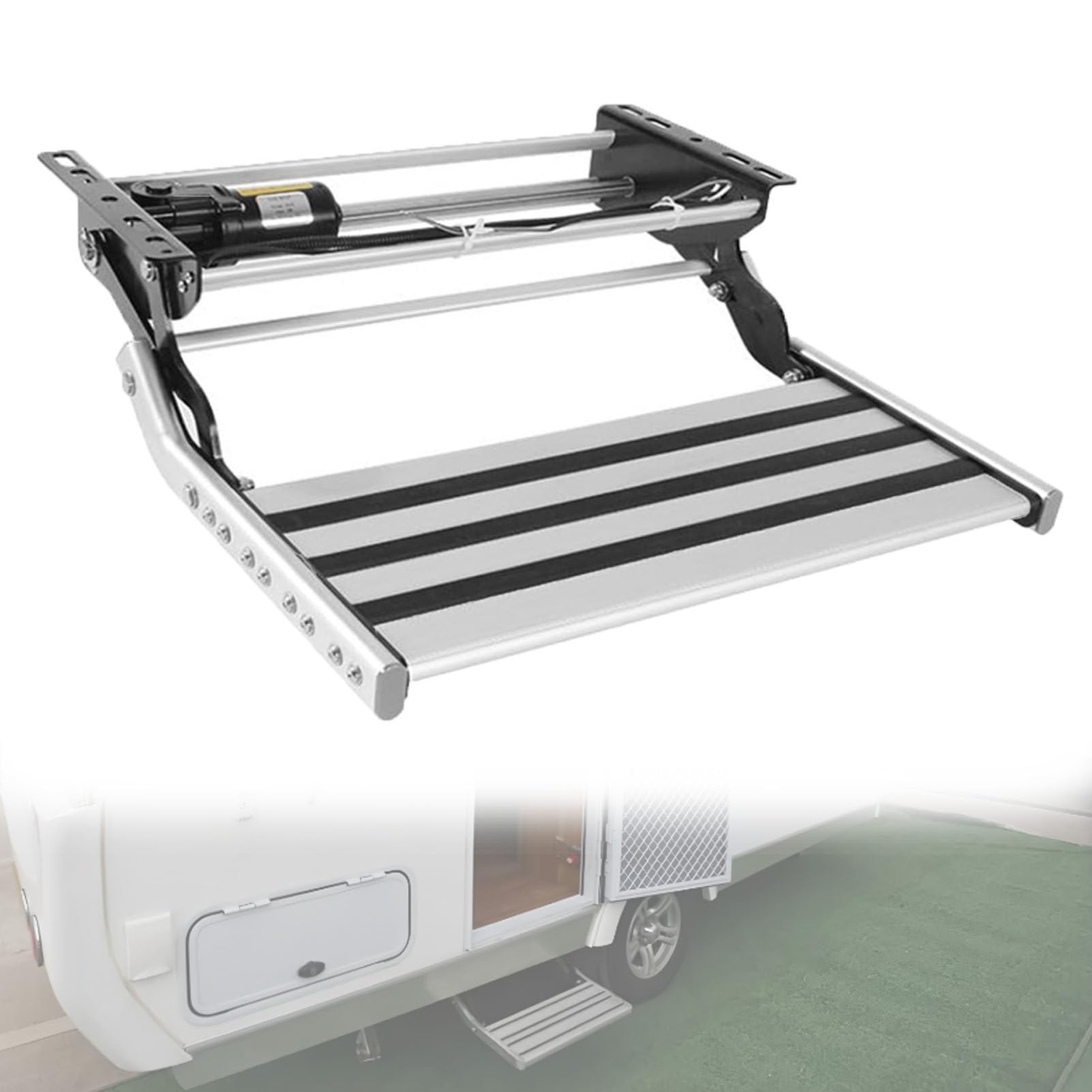 Pfps Motorhome Electric Steps, Electric Automatic Camper Stairs with LED Light, 400 LBS Load Capacity, for RV Van Motorhome Travel Trailer 12V-Single