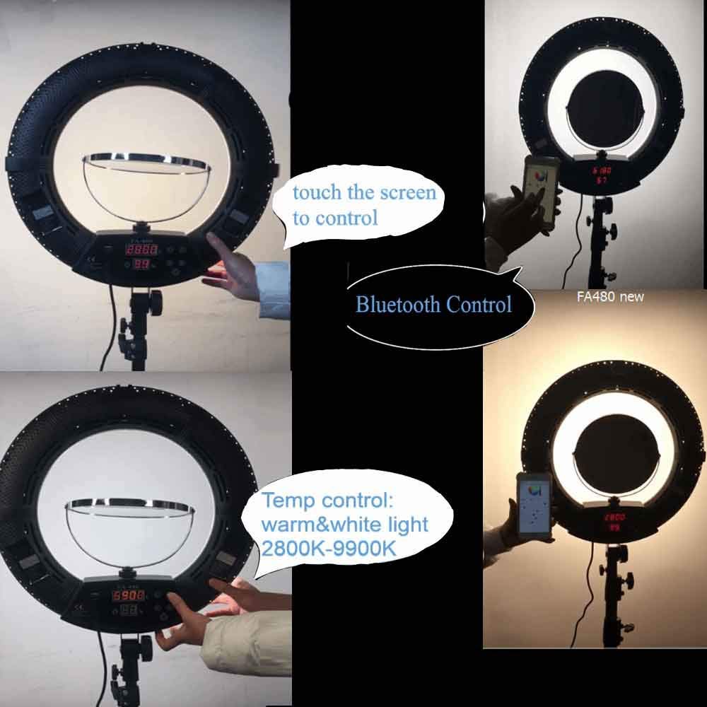 Kit luce anulare LED da 18 pollici 96W 2800K-9900K: controllo Bluetooth e lampada di controllo APP, con supporto per treppiede, per il trucco Illuminazione per studio video YouTube