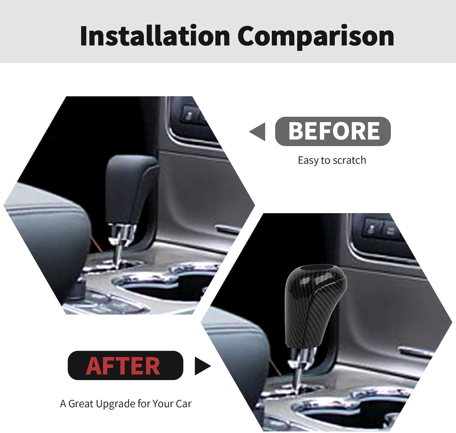 RT-TCZ Carbon Fiber Gear Shift Knob Cover Trim Decorative Interior Accessories for Jeep Grand Cherokee 2011-2013