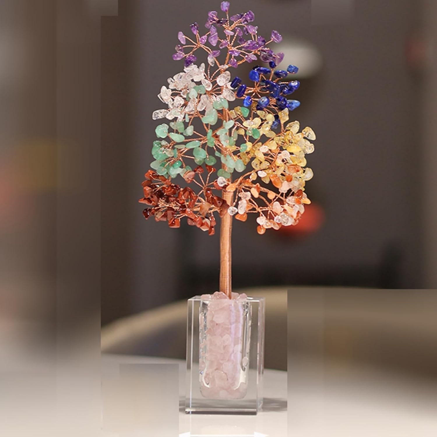 Amazon.co.jp: 天然水晶 クリスタルツリー 天然石 多彩 レインボー