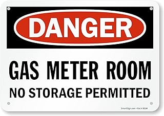 SmartSign 7 x 10 inch “Danger - Gas Meter Room, No Storage Permitted†OSHA Sign, Digital Printing, 55 mil HDPE Plastic, Red, Black and White