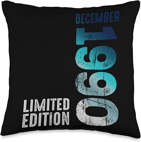 Birth Since December 1990 Retro Vintage Year December Year Retro 1990 Vintage Limited Edition Throw Pillow, 16x16, Multicolor