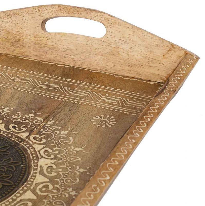 Plateau en bois rustique rectangulaire marron pour décoration salon