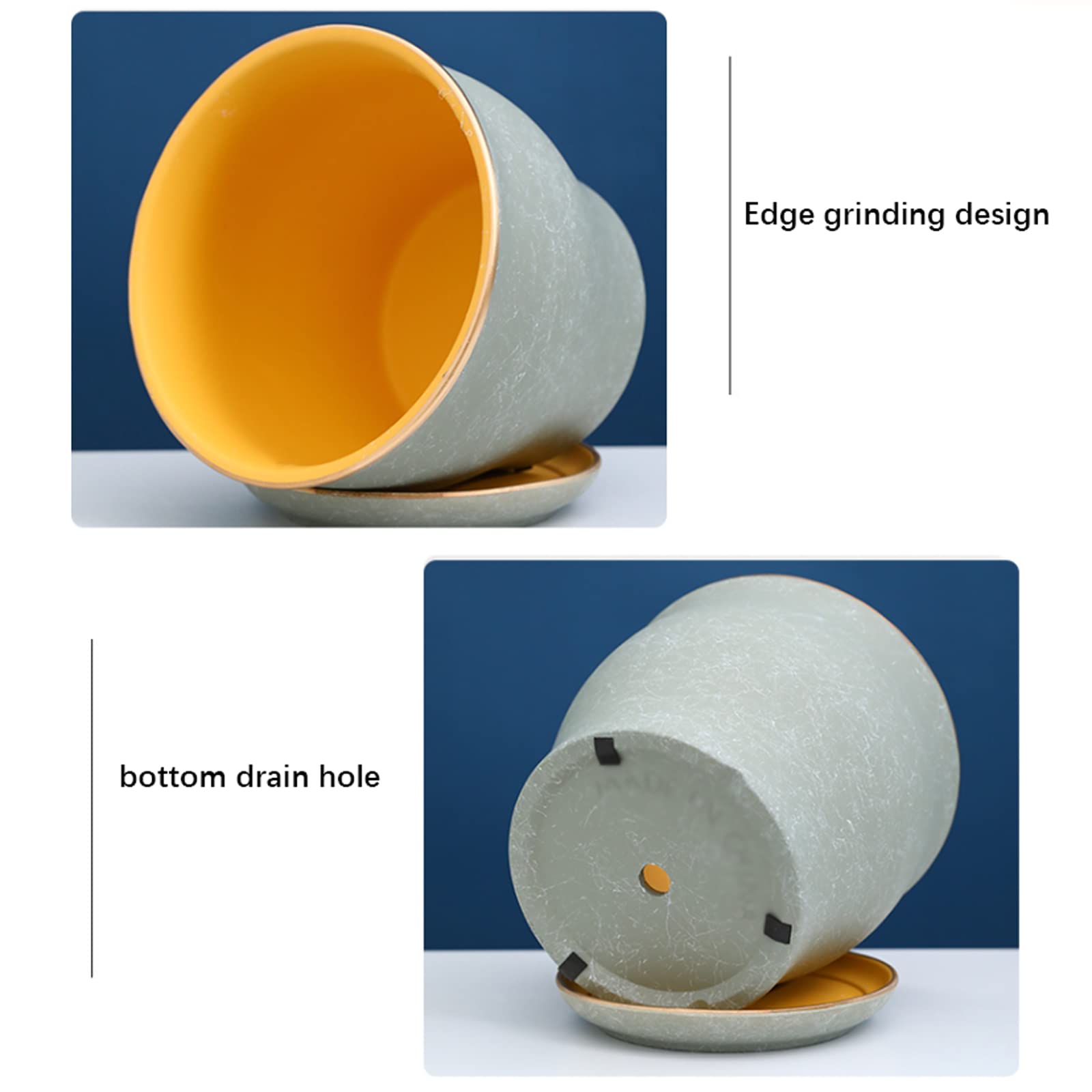 Vasi da Giardino Vasi per fioriere in Ceramica da 5/6/8 Pollici con Fori di drenaggio e piattini, vasi da Fiori per fioriere da Giardino per Interni ed Esterni