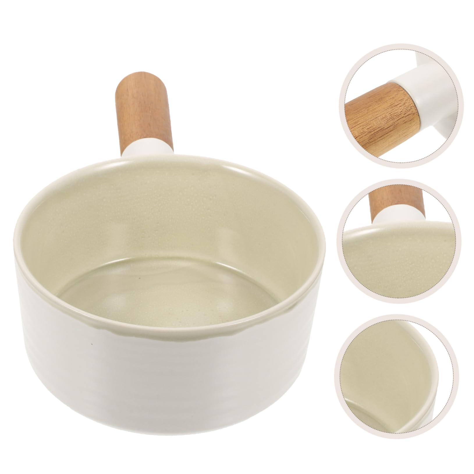Cabilock Tazón de Sopa Grande de Cerámica Asa de Madera Anti-escaldaduras para Servir Ensaladas o Postres Cocina o Mesa Familiar de Cerámica