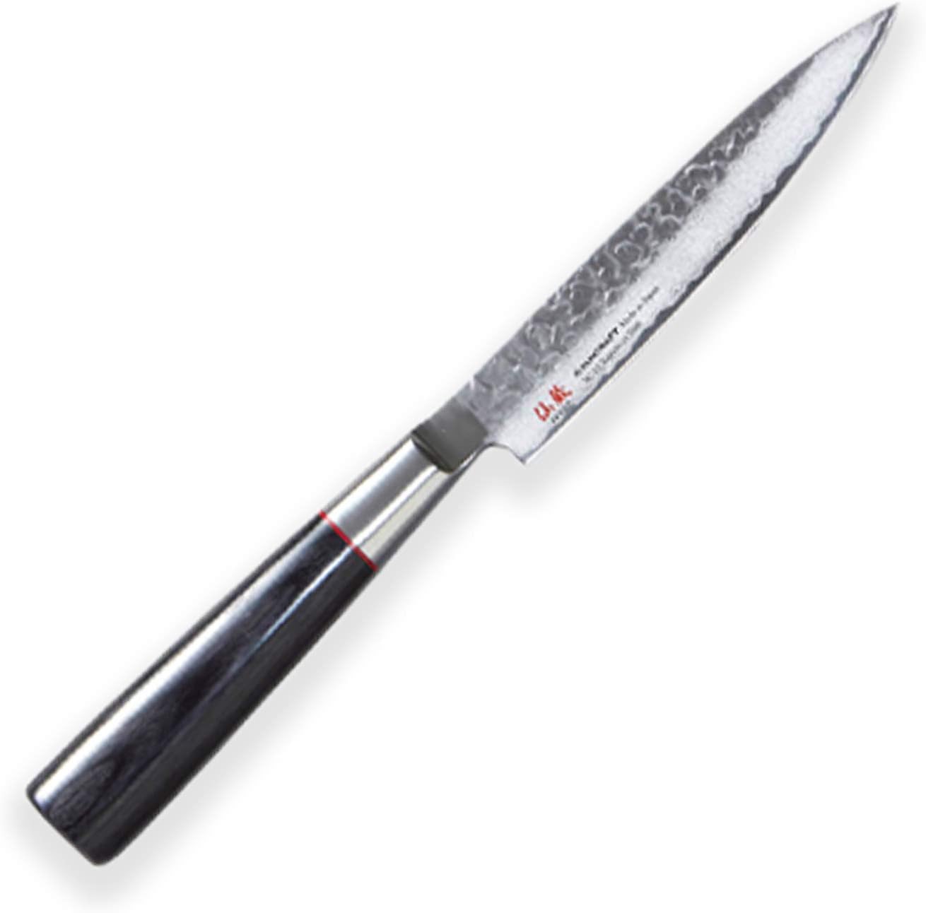 SUNCRAFT Senzo Classic Utility 4.72 Inch (120 mm) Asian Knife - Japanese 33 Lyers Damascus VG-10 Steel with Gift Box