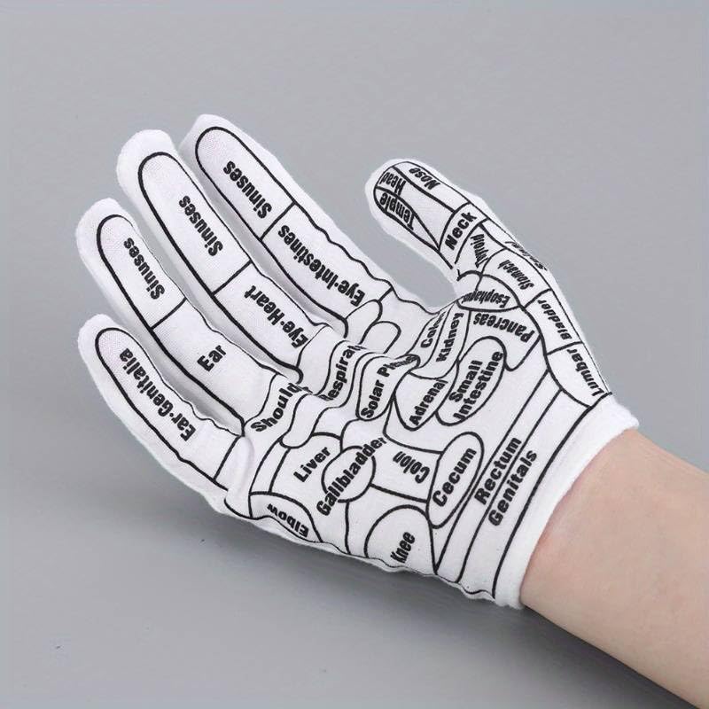 Image of AARUX Acupressure Point Massage Hand Gloves For Women & Men, Hands Massage Spa Gloves With Tools Stick, Reflexology Graphic Prints Massage Gloves For Women And Men To Body Pain Relieve