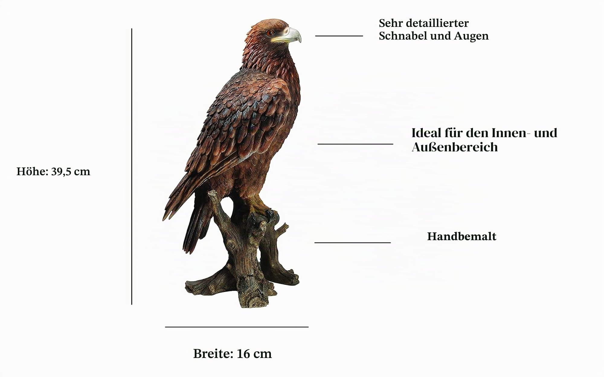 Gartenfigur, Gartendekoration Steinadler aus Kunstharz von Vivid Arts