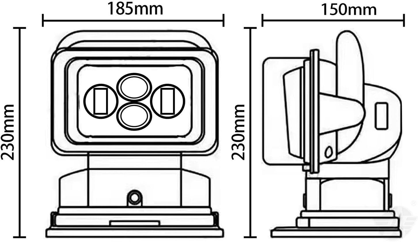 60W Led Car Remote Control Searchlight, Wireless Remote Control Work Light, Yacht Searchlight, Outdoor Spotlight,White