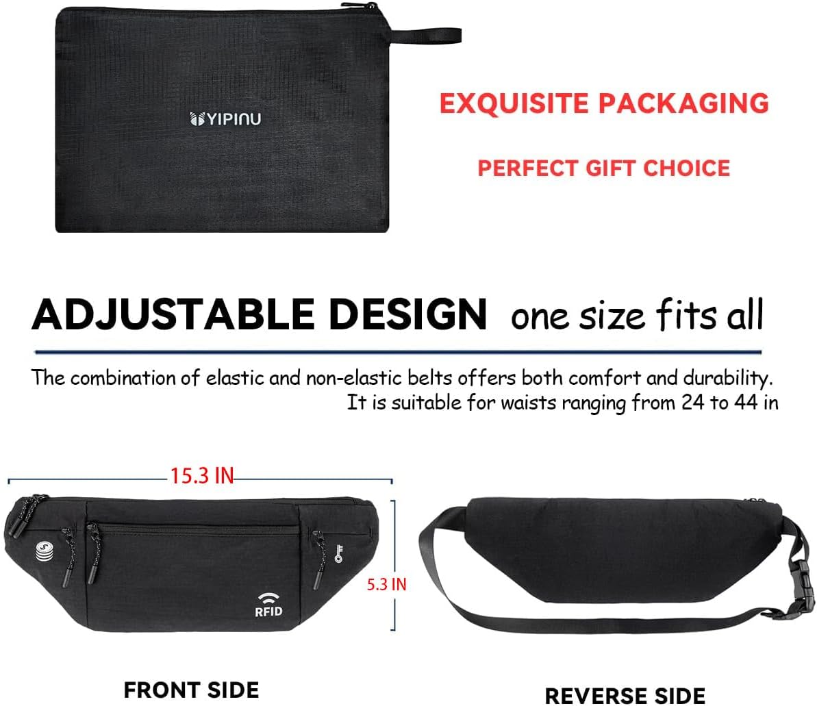 Travel Money Belt for Men and Women hidden slim passport holder - travel wallet with RFID blocking under clothes to protect Cash, Credit Cards and Documents (BLACK) - Image 8