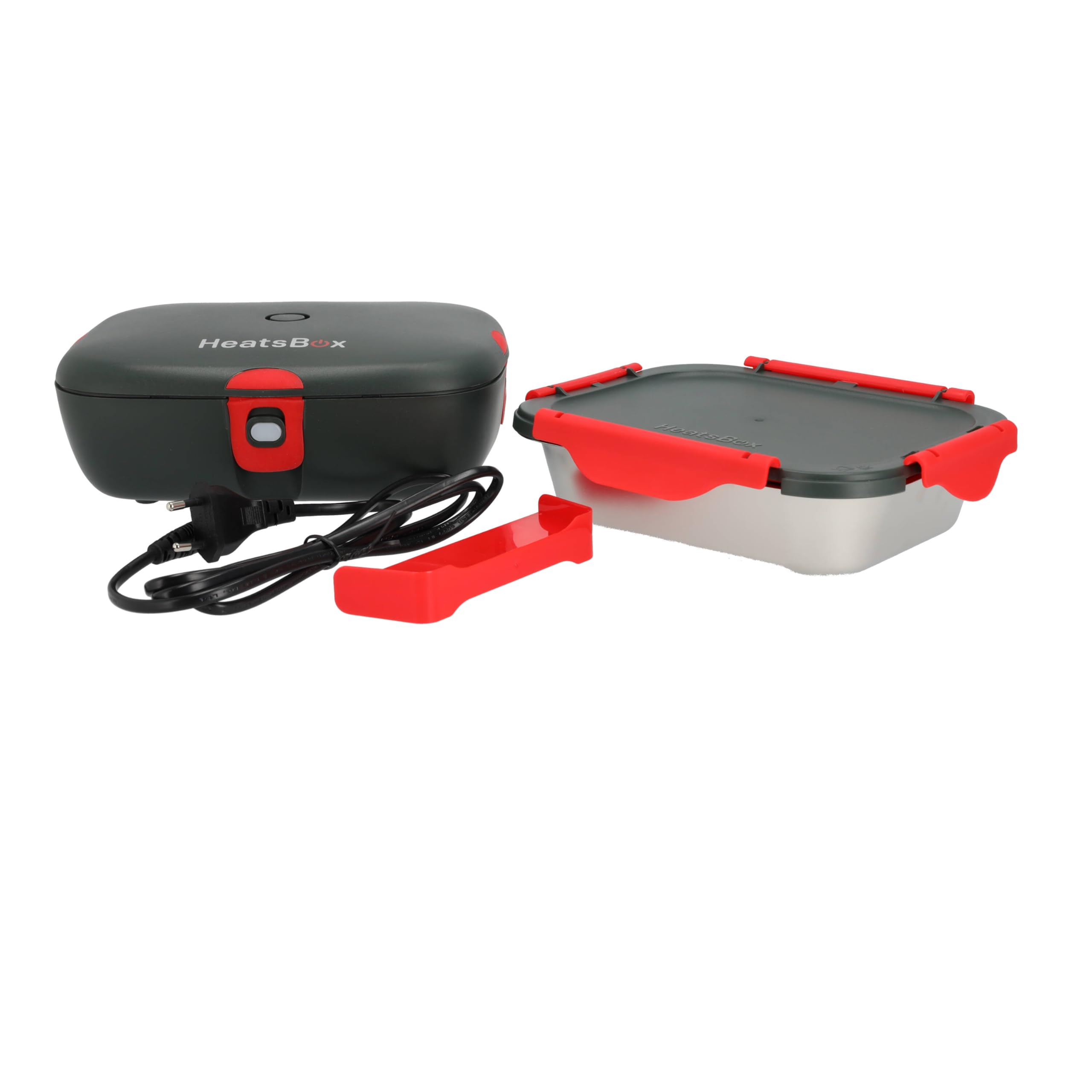 Faitron HeatsBox Style+, Elektrische Lunchbox, Warmhaltebox, zum Erhitzen von Speisen, Unterwegs, auslaufsichere Edelstahl-Schale (925 ml), Transportdeckel, per App steuerbar, 102 Watt, grau