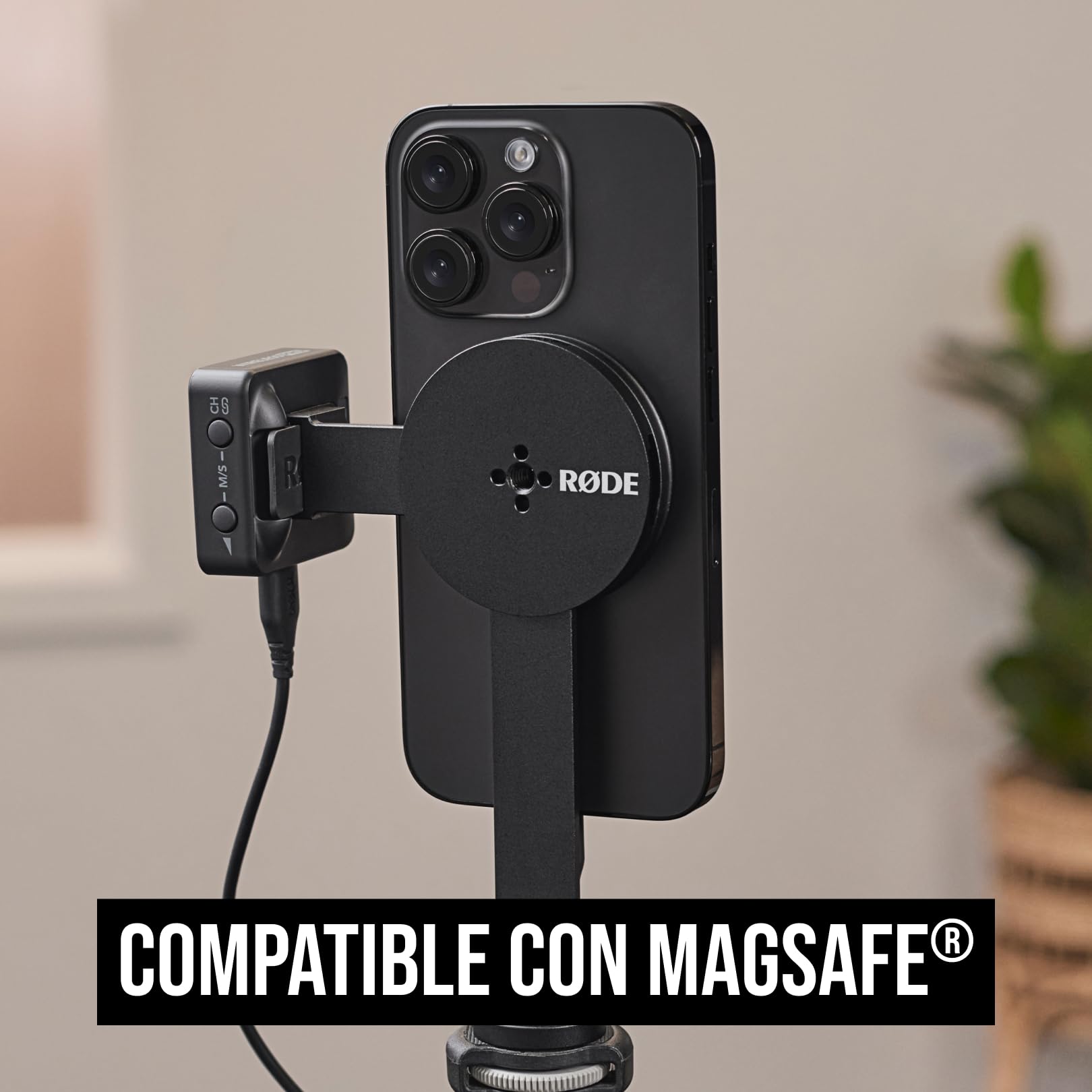Røde Magnetic Mount Soporte Magnético Røde para Accesorios de Smartphone con Ranuras para Zapata Fría y una Rosca de 1/4 pulgadas, compatible con MagSafe
