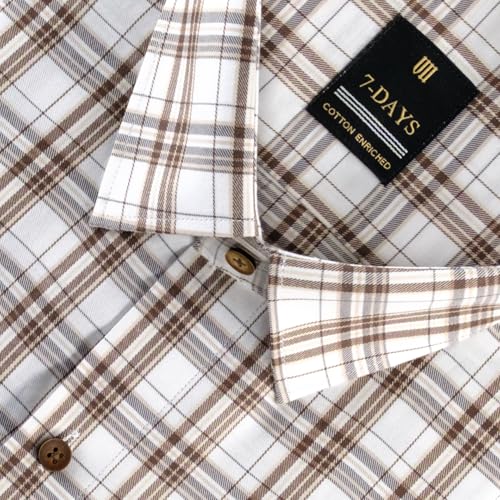 Image of 7-DAYS Men's Premium Checks Formal Shirt - Cotton Rich, Regular Fit, Full Sleeve, with Pocket, Wrinkle Resistant - Stylish Office & Everyday Wear.