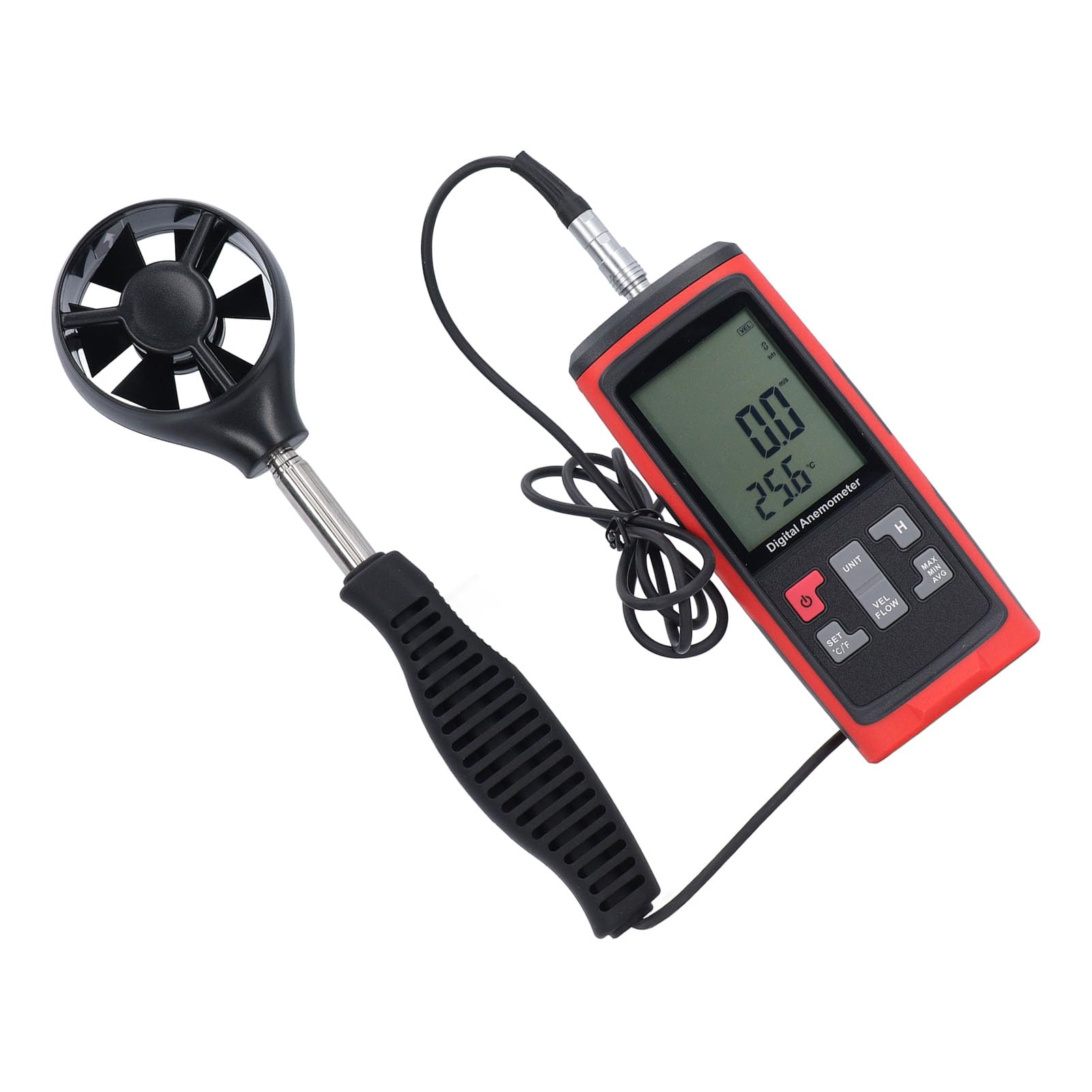 Anemometr Cyfrowy CFM CMM, Ręczny Miernik Prędkości Przepływu Powietrza z Rozszerzonym Czujnikiem Wiatru, Mierzy prędkość Wiatru, temperaturę i wilgotność Przepływu Wiatru,