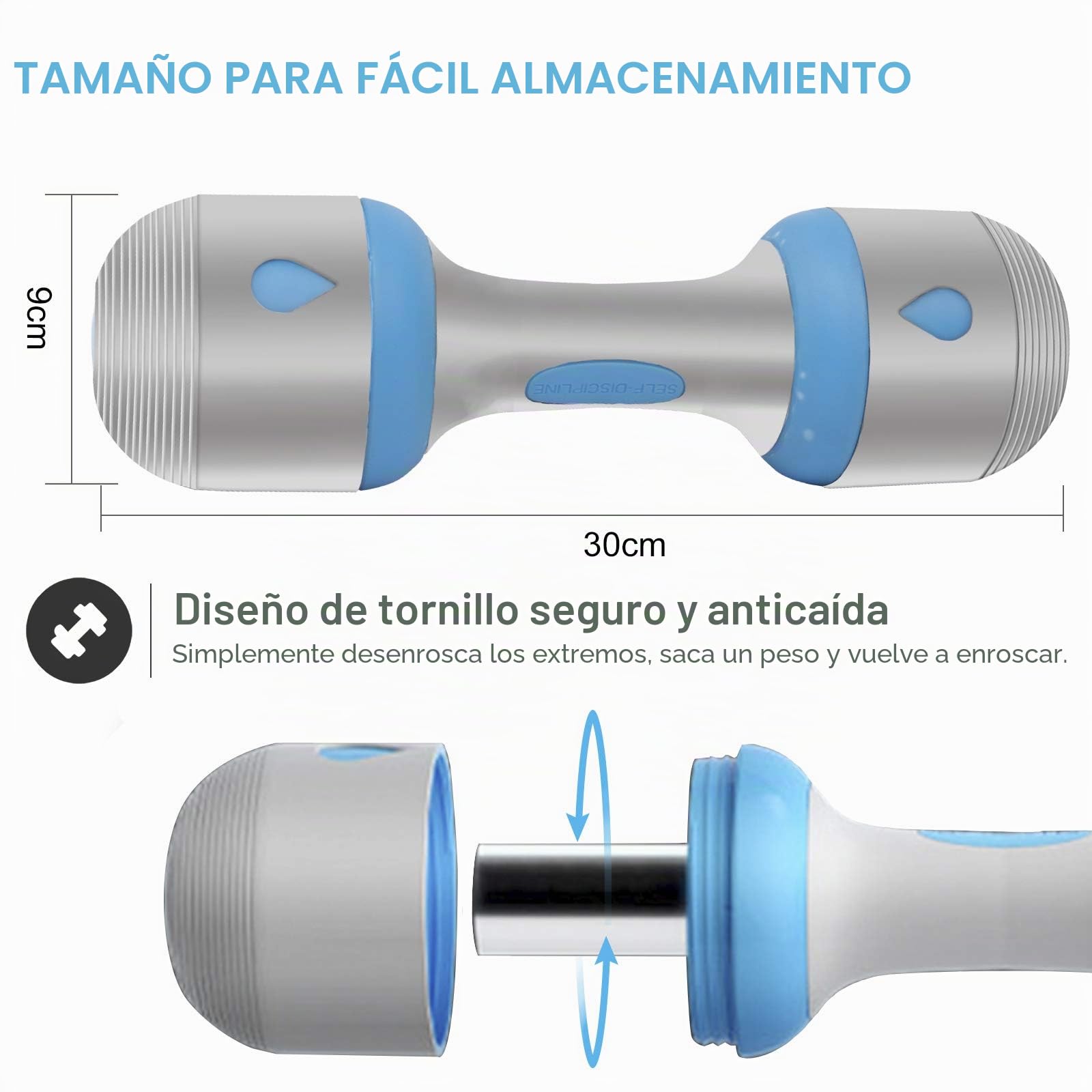Mancuernas Ajustables 2 x 5 kg, 5 en 1 Pesas Ajustables para Hombre y Mujer, Mango de Neopreno Antideslizante para Fitness, Gimnasio, Pilates, Entrenamiento Muscular