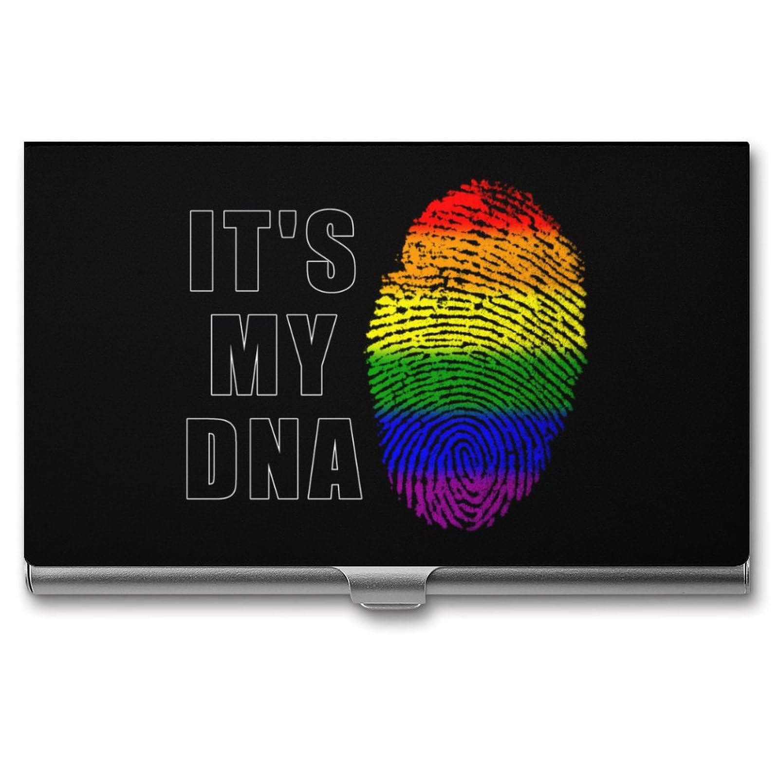 LGBT It's My DNA Slim Business Card Holder Wallet for Men & Women Pocket Metal Case 3.7x2.2x0.3 Inches