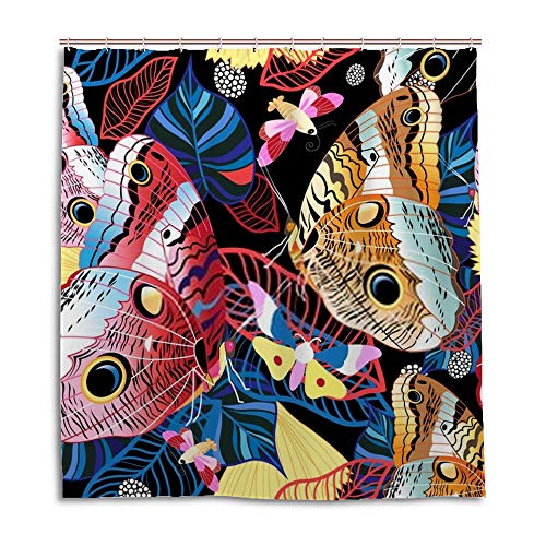 Rideau de douche imperméable papillons colorés en polyester 168x183 cm