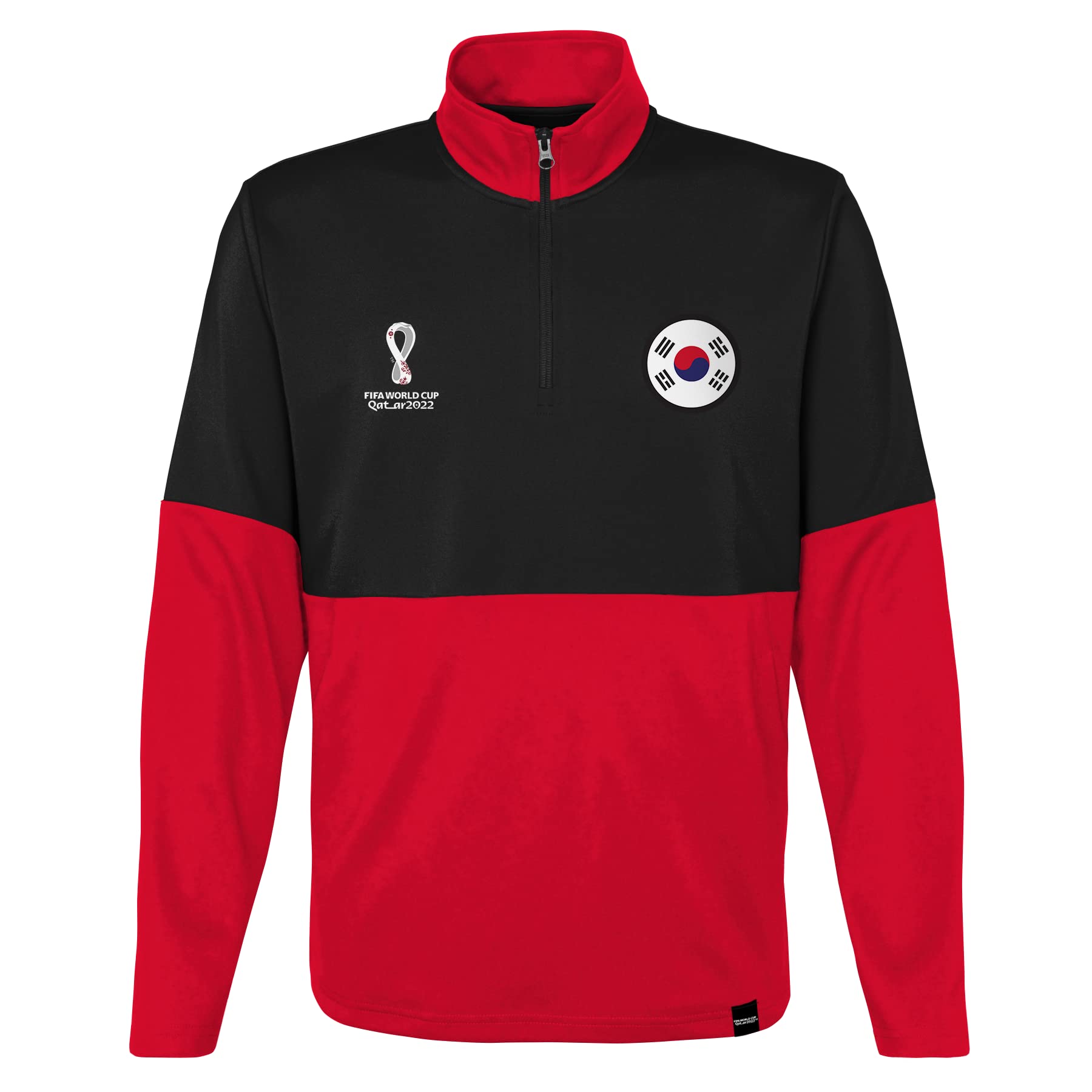 Outerstuff Men's FIFA World Cup Country 1/4 Zip Top Pullover Sweater, Black-red, M