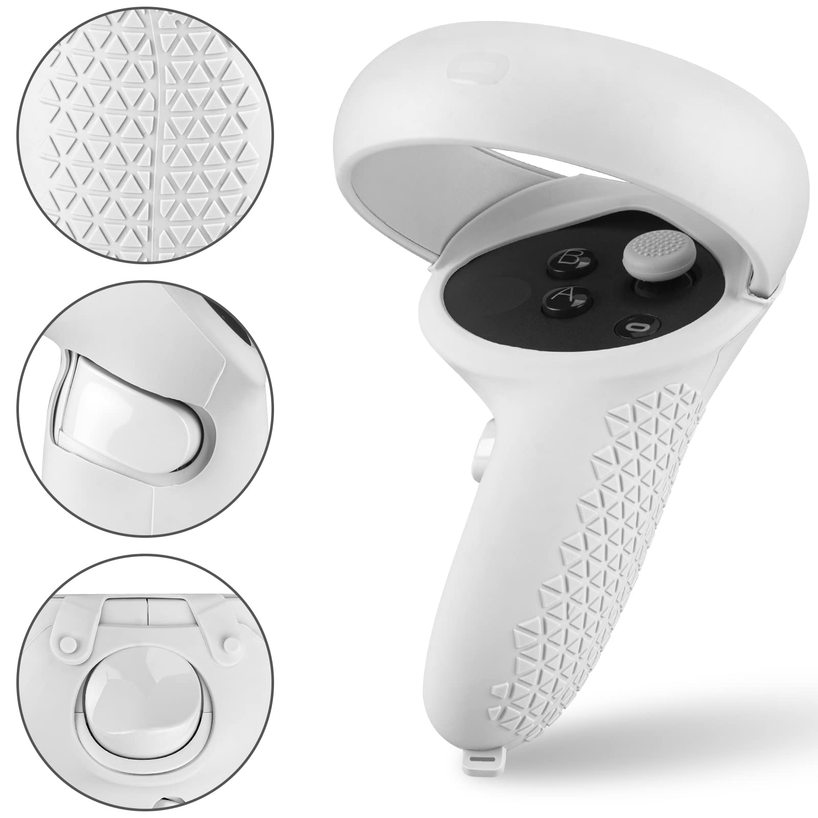 Geekria VR - Funda Protectora para Oculus Quest 2, Funda de Agarre para Controlador táctil, Funda Protectora Frontal, Funda de Silicona con Funda Protectora de Lente (12 Piezas, Blanco)