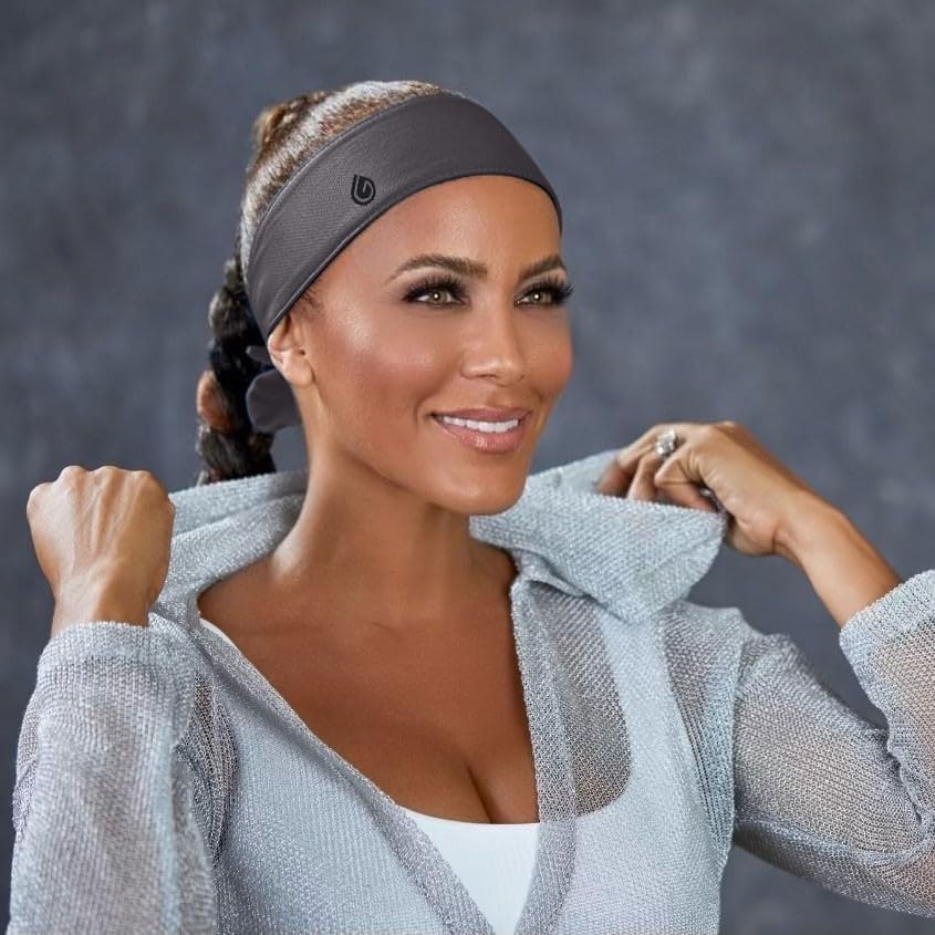 Image of Gymwrap 2.0 Sweat-Wicking Workout Headband - Athletic Non Slip Workout Headbands for Men and Women, Adjustable Wide Fabric Headband for Gym, Running, Yoga, Sports, and Outdoor Activities - Shadow