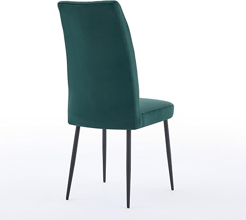 Miniatura 8 de Set of 2 Adjustable Foot Stud Dining Chairs with Green Velvet Upholstery, Minimalist Design for Kitchen Restaurant Table & Chair Sets Desk Chair
