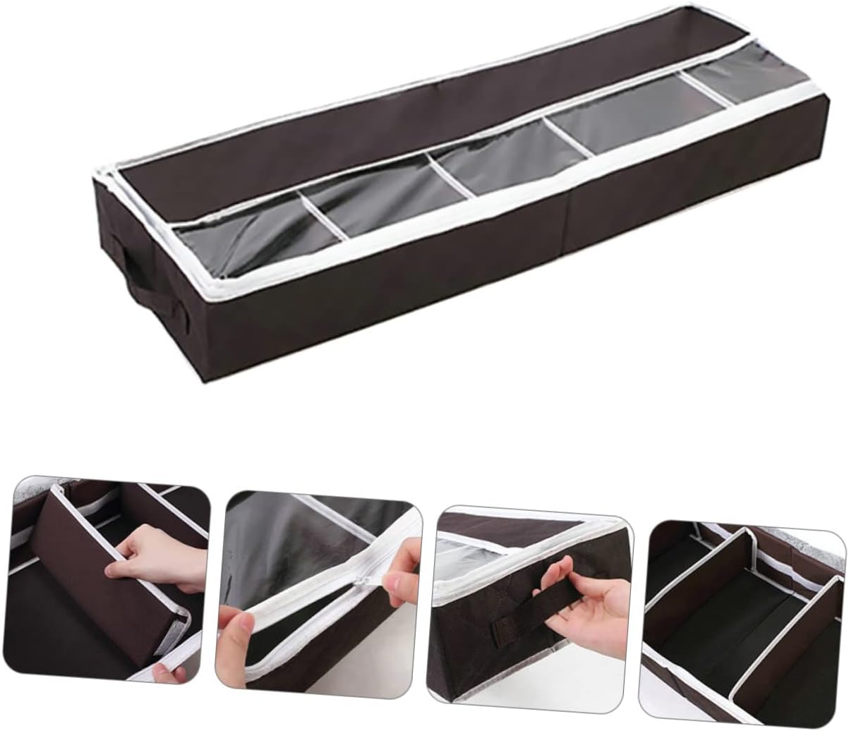 Foldable Non Woven Shoes Storage Box with Window Portable Multi Compartment Organizer for Dorm and Closet Moisture Resistant Shoe Case Space Saving Boot Storage