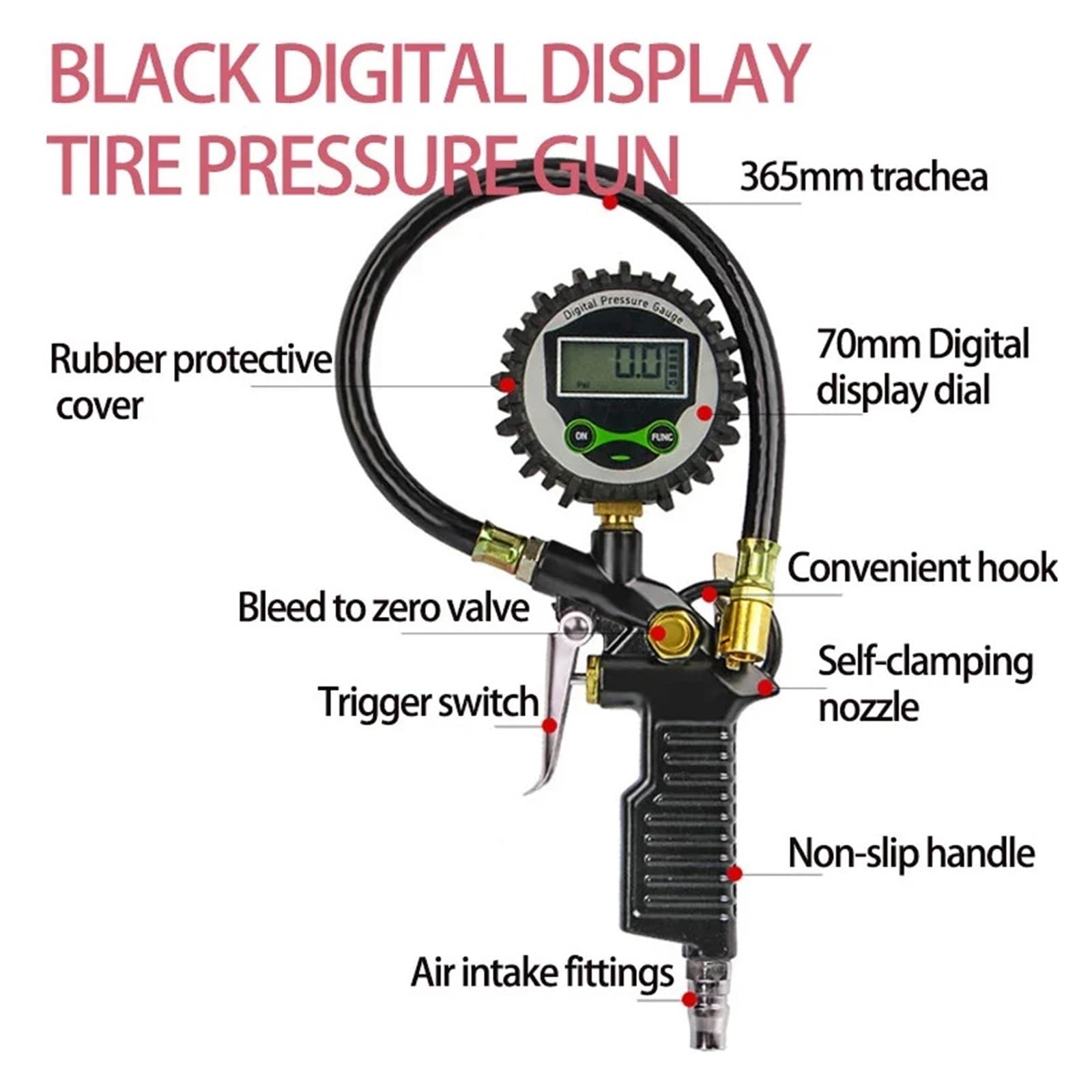 Reloj electrónico digital de presión neumáticos coche, inflable, para medir la del aire,Modulación de precisión(Grey 1PCS)