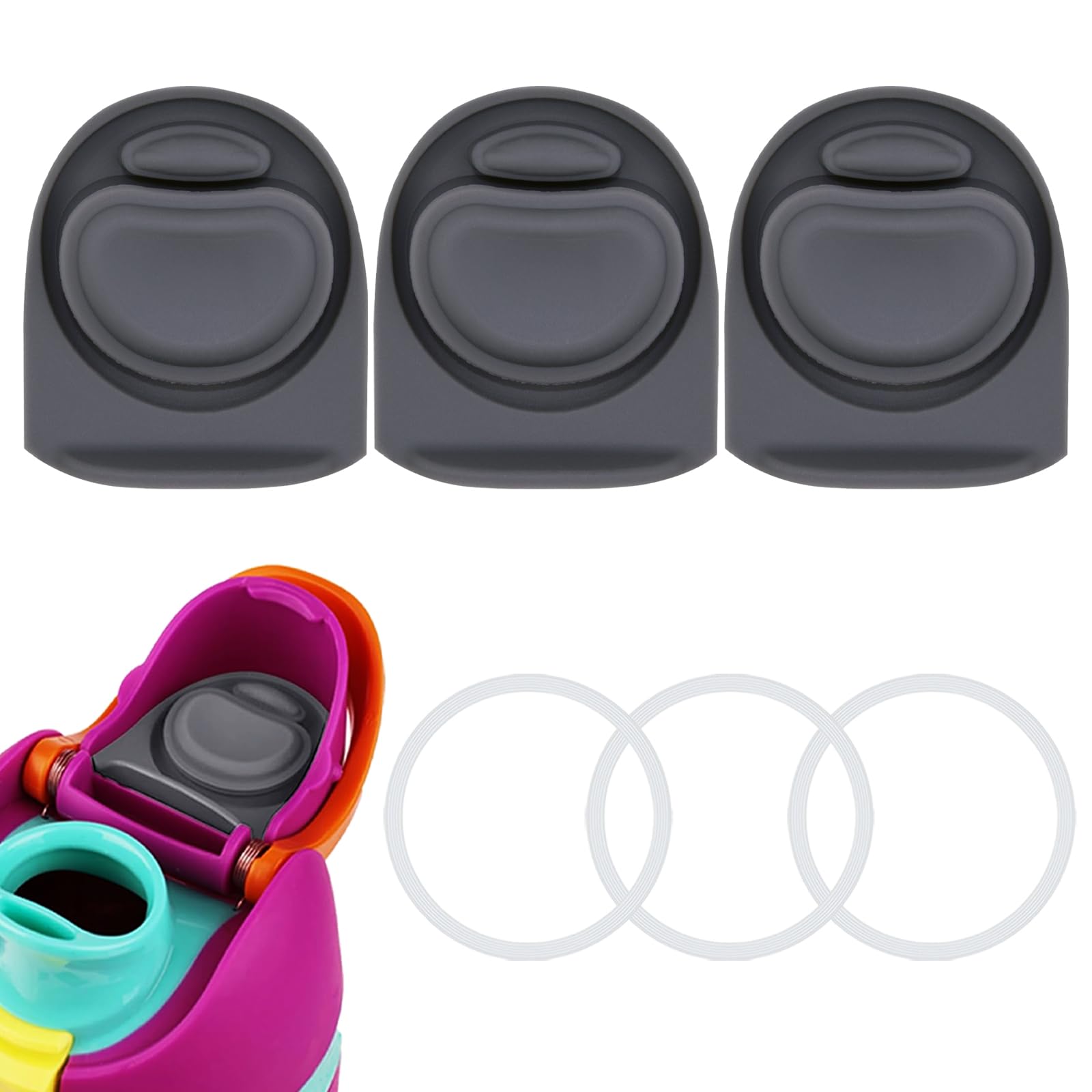 BMSQOFD 3 Sets Replacement Lid Rubber Seal for Owala FreeSip 24oz 32oz, Replacement Stopper and O Ring Gasket Parts Compatible with Owala 16/19/24/32/40oz Water Bottle Insert Silicone Accessories B1C1