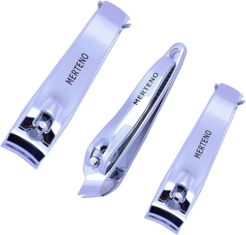 Miniatura 1 de Juego de 3 cortaúñas profesional de acero inoxidable afilado de alta calidad con estuche de estaño de viaje resistente, kit de manicura profesional