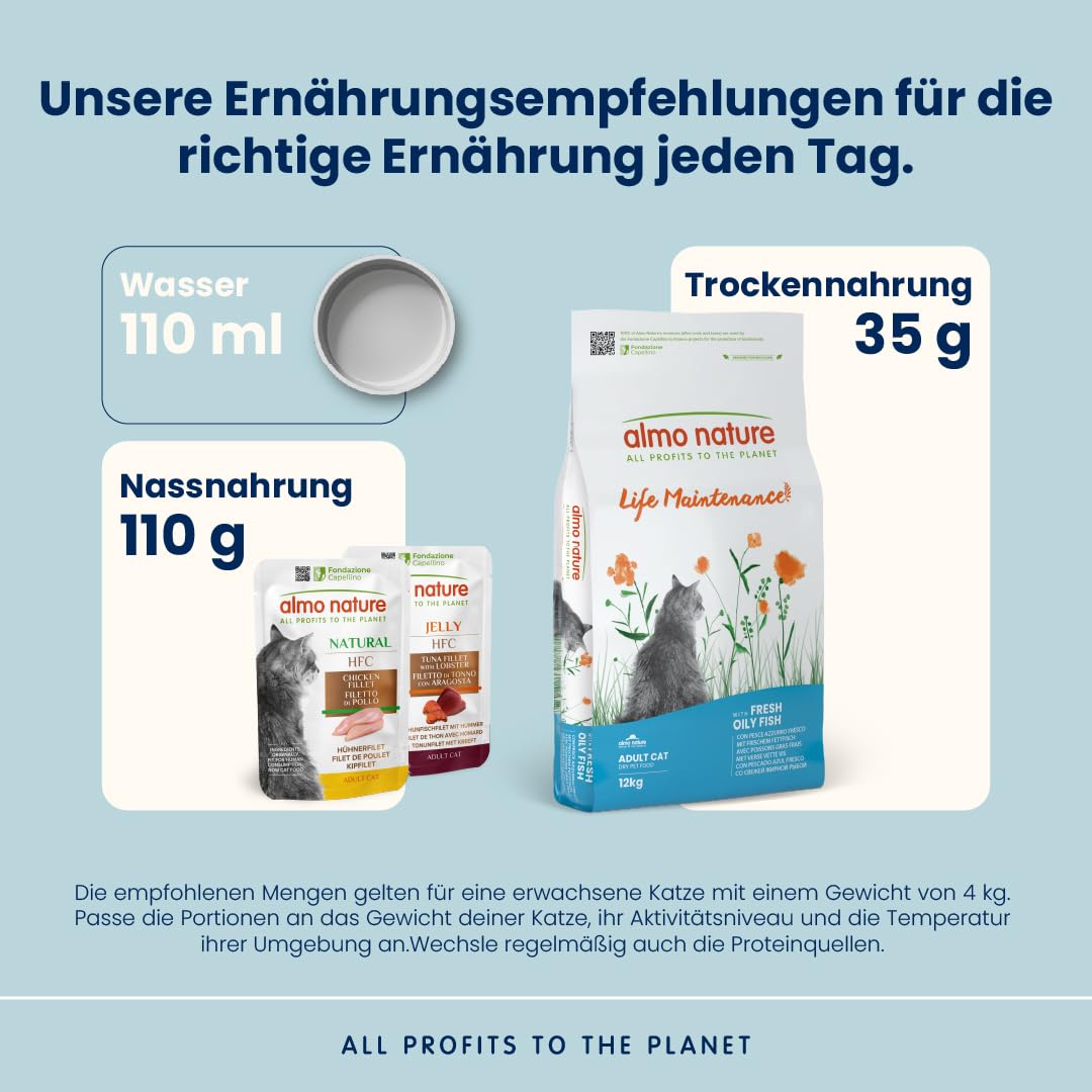 Almo Nature Holistic Adult Cat Maintenance ze świeżą rybą i ryżem – sucha karma dla kotów wszystkich ras, 12 kg