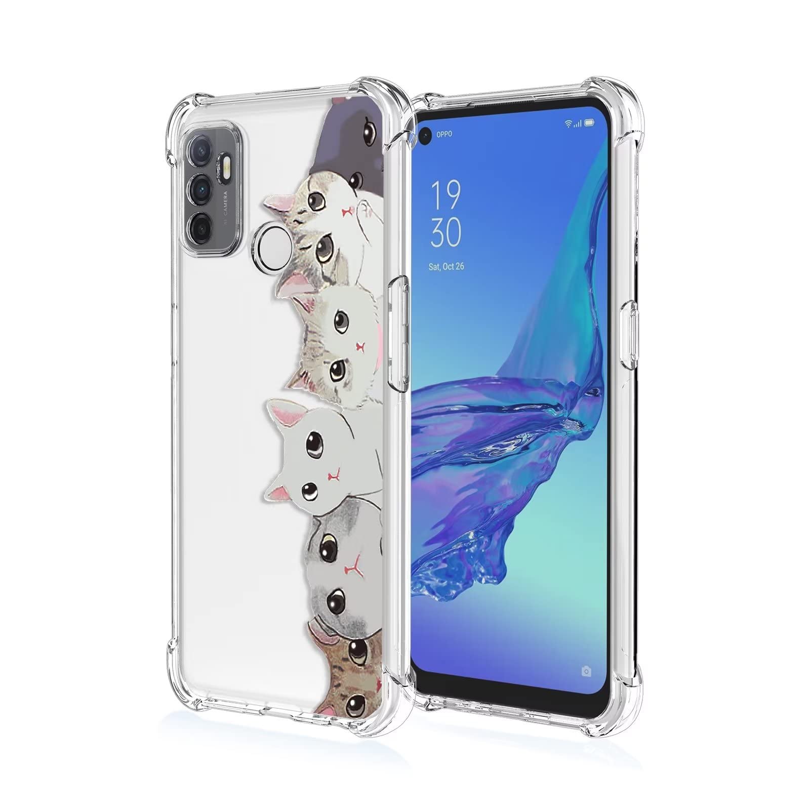 dakanna Custodia Compatibili con [ Oppo A53 2020 - A53S ] sfondo Trasparente con Disegni [ Modello di fiori rossi in stile giapponese ] in Morbida Silicone TPU Flessibile, Shell Case Cover in Gel