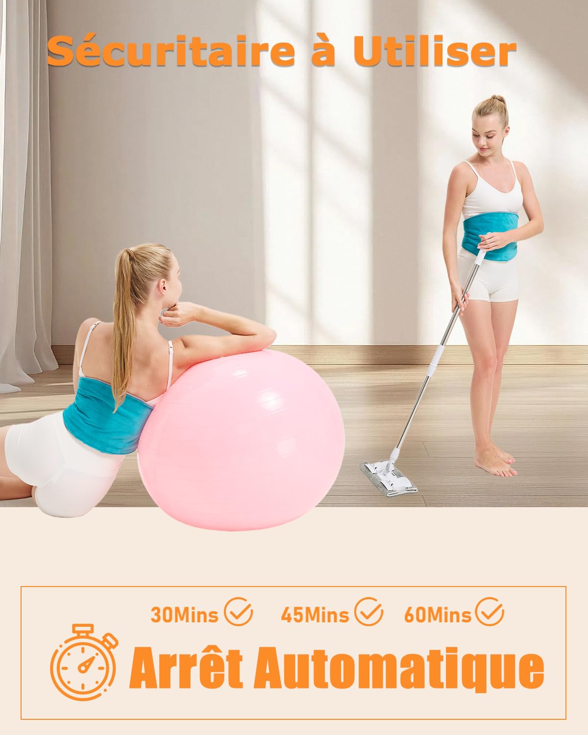 JOBYNA Ceinture Chauffante Vibrante Sans Fil, Coussin Chauffant de Massage, 5000mAh Ceinture Lombaire Chauffante 40-60℃ avec 3 Modes de Vibration, Soulager des Douleurs Lombaires, Abdominales