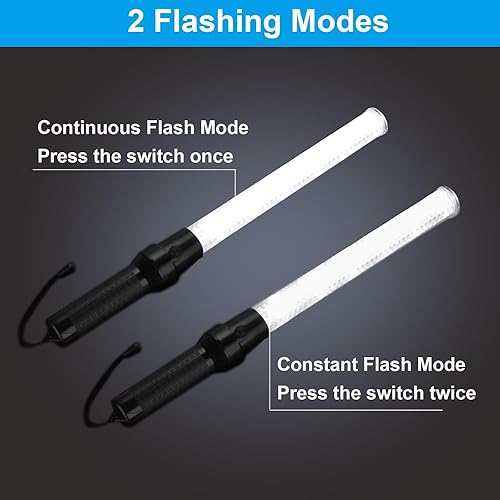 Miniatura 3 de PATIKIL Varitas de tráfico de 21 pulgadas, 10 unidades, 2 modos intermitentes, luz de advertencia LED, controlador de señal policial con cordón de