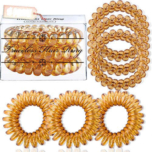 IBEET Hair Ties, Power Traceless Elastics Hair Rings, Sprial Hair Coil Ties No Crease, Phone Cord Hair Tie Painless Ponytail Holder Coil Hair Ties for Girls Women - 2 SIZE, 6Packs(Blonde)