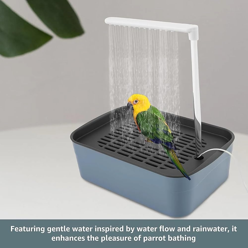 Ducha automática para pájaros con múltiples grifos, lavabo para periquitos, cacatúa, gris africano, baño de periquitos de agua circulante, ideal para la higiene de las aves