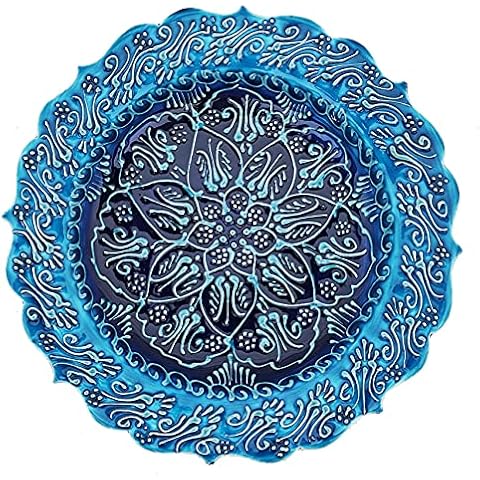 Decorative Desing Turkish Ceramic Plate for Wall Hanging Decor Accessory Wedding Parties Dining Home and Kitchen Decor-Hand Painted Floral Pattern Plates Cover