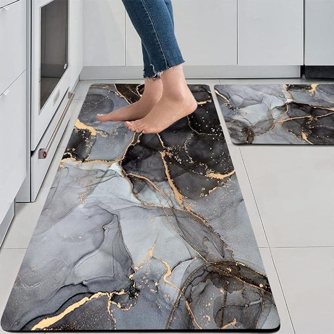 Küchnova Premium Kitchen Mats for Floor Set of 2 Pcs | Non Slip Kitchen Mats for Floor Cushioned Kitchen Rugs and Mats Waterproof Non-Skid, Soft Absorbent Rugs for Kitchen |120x40cm, 40x60cm (STYLE 2)