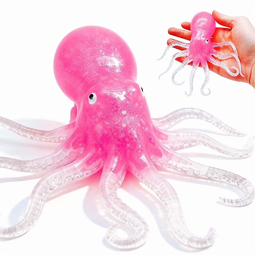 Octopus - Lot 4 Balles Anti-Stress Pieuvre Lumineuse - Sensoriel Fidget - Enfant Adulte