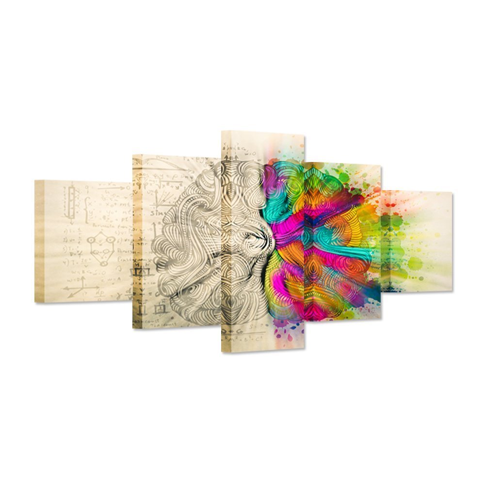 Hello Artwork - Modern Giclee Prints Human Brain Left and Right Brain Differences Functions Abstract Science and Enlightenment Picture Poster for Wall Decoration