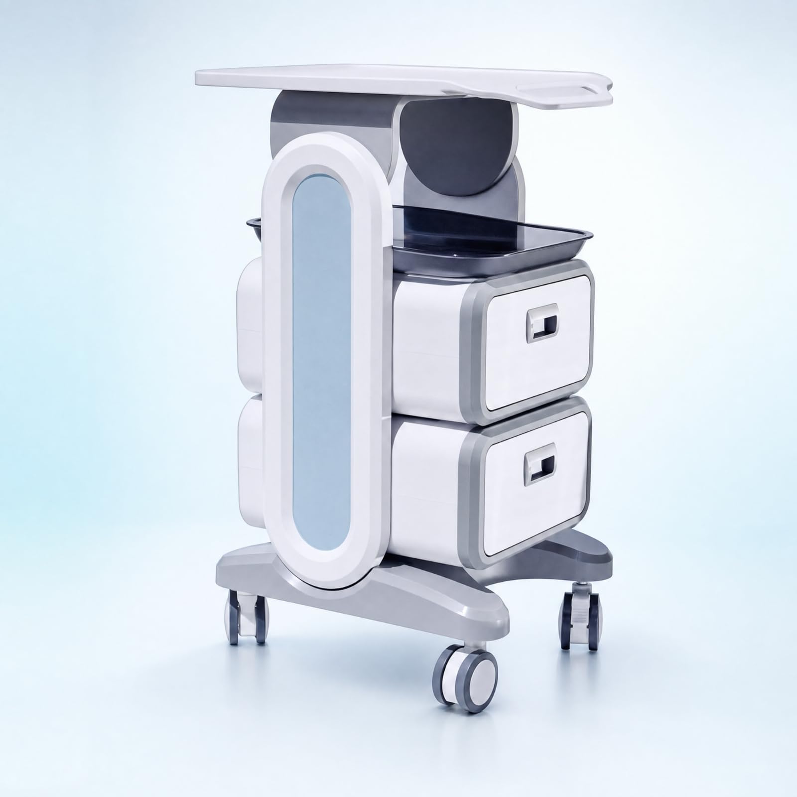 Amagogo Carro de Peluquería Profesional Mueble de Salón con Bandeja Compartimento Abierto y Dos Cajones Extraíbles en Plástico con Ruedas Adecuado para SPA Barbería Centro de Estética