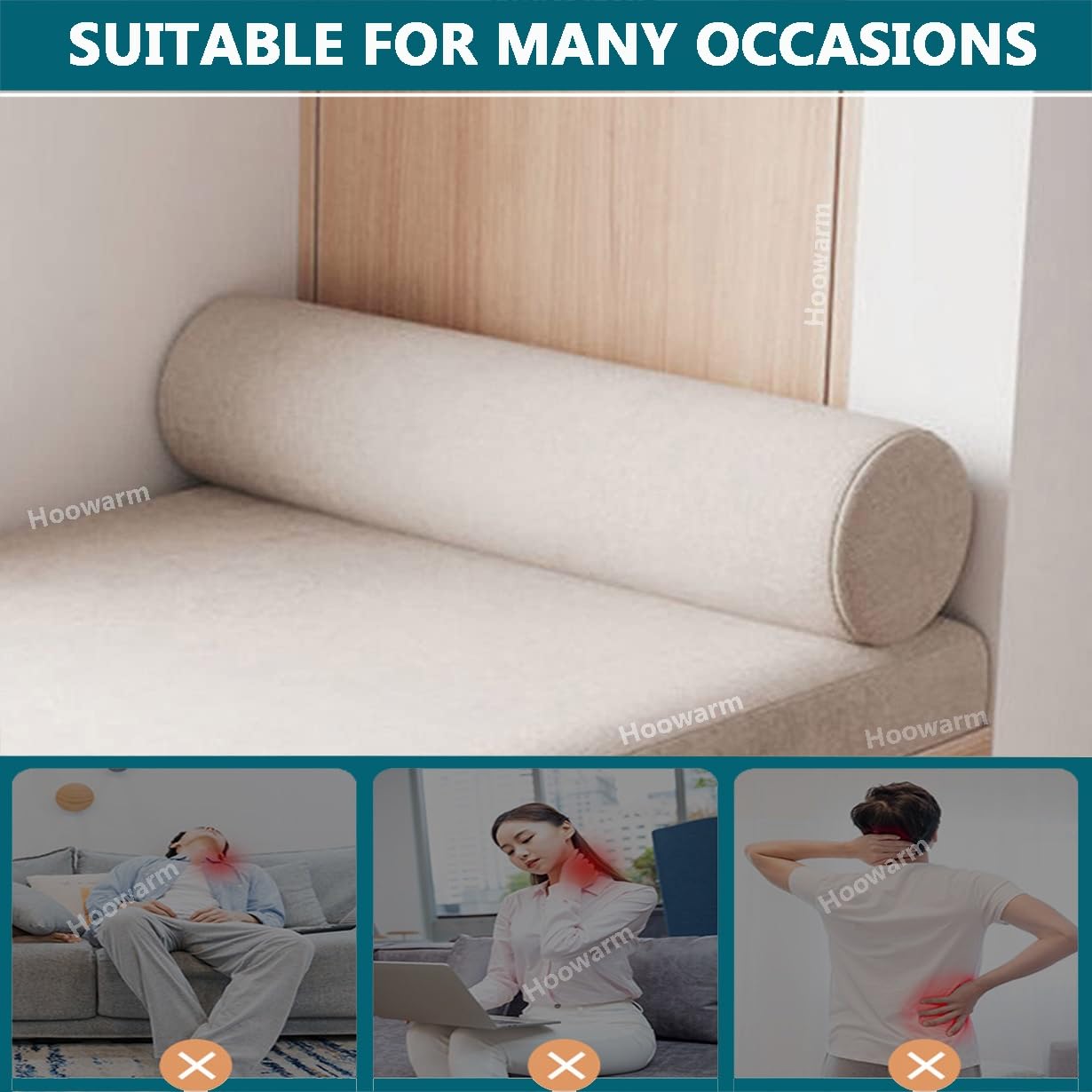 Cuscino Cervicale Memory Foam 40x15 Cm - Supporto Ergonomico Per Collo, Gambe, Schiena - Foto 11