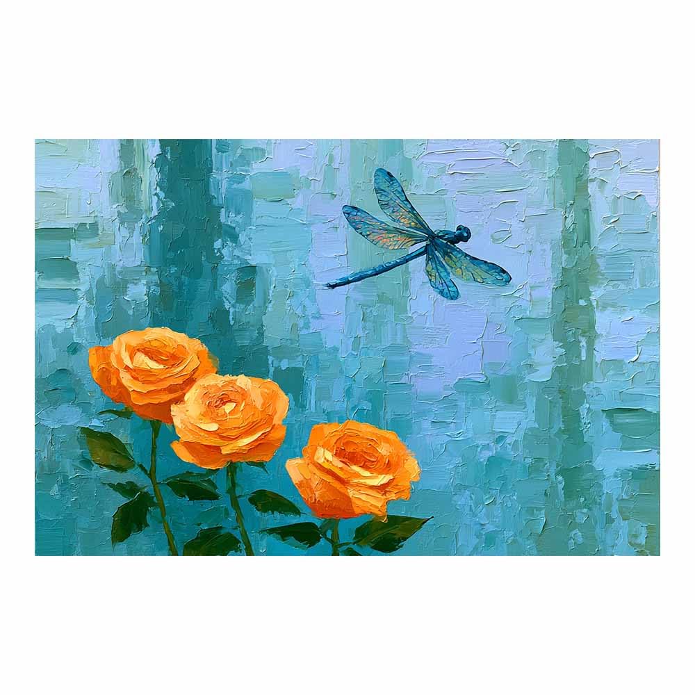 PUQAAEO Wall Art Painting Grizzly Bear Prints On Canvas Teals Dragonfly Floral Print Animal Pictures Wall Art for Home Cabin Decoration Rustic Farmhouse Decor(Multicolor)-70x100cm Unframed