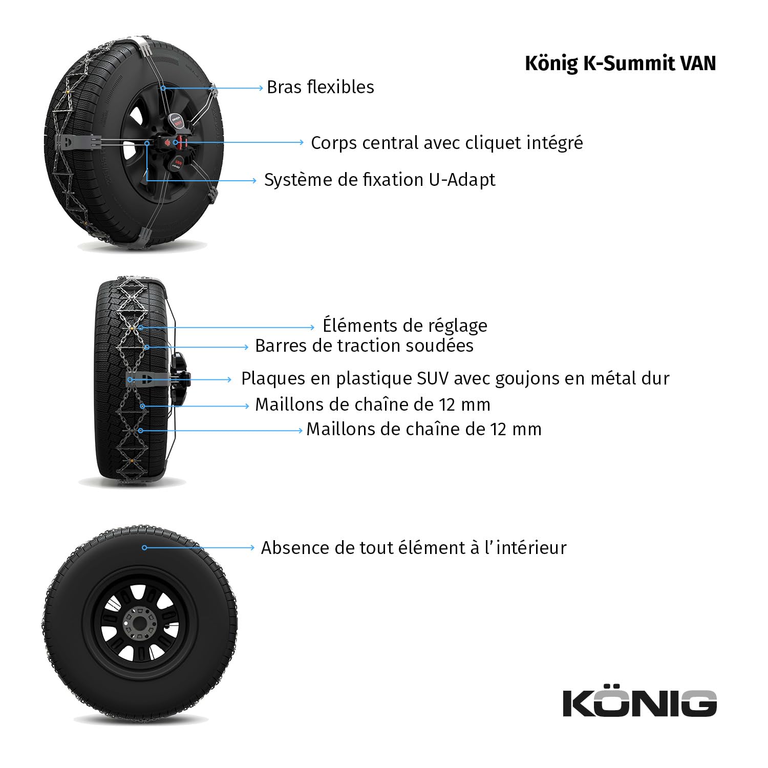 KÖNIG K-Summit VAN K87 - Chaînes à Neige, Set de 2