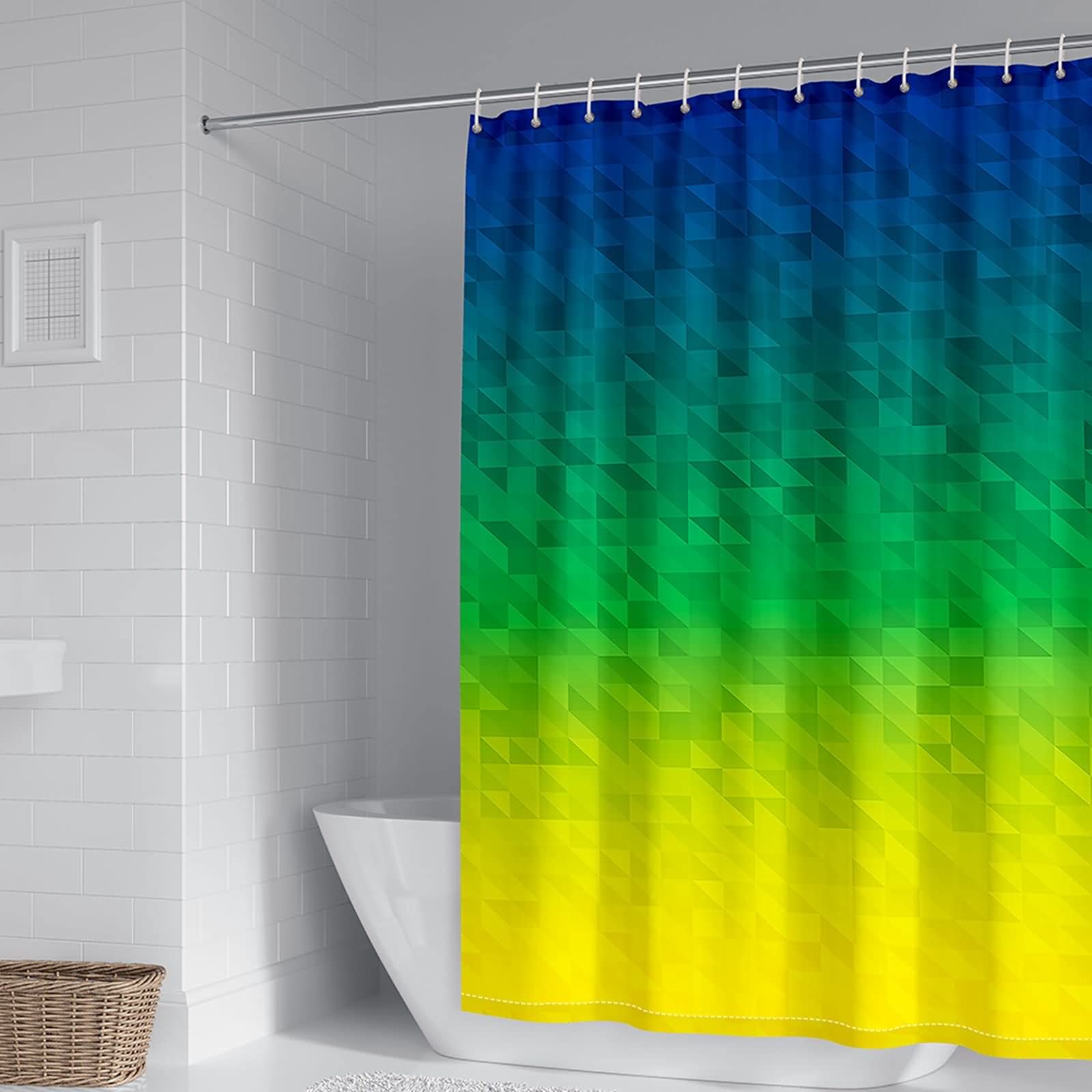Rideau de douche anti moisissure en polyester 180x200 bleu vert