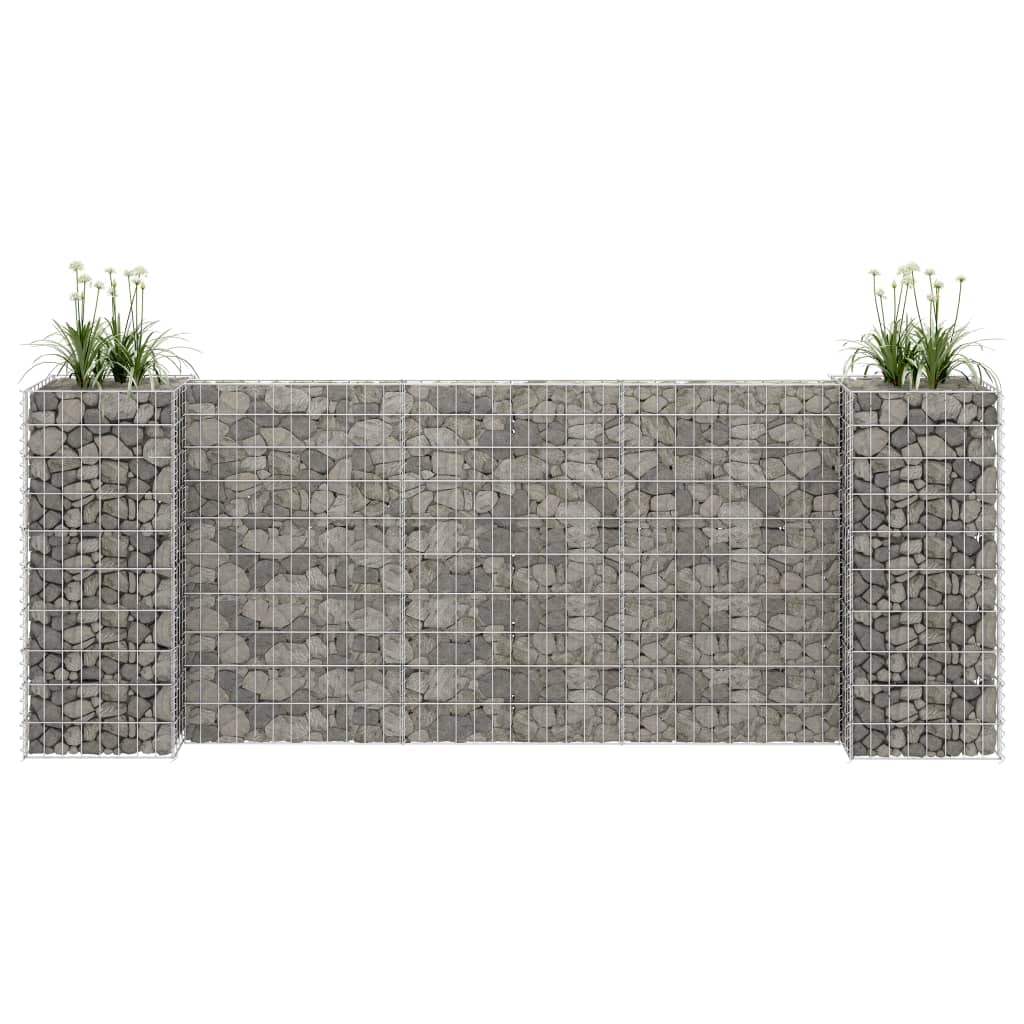 ZQQLVOO H-Shaped Gabion Planter, Wire Garden Bed, Gabion Wall, High Load Capacity, Steel Wire, 223.6" x 15.7" x 39.4", Silver, Outdoor, Raised Bed