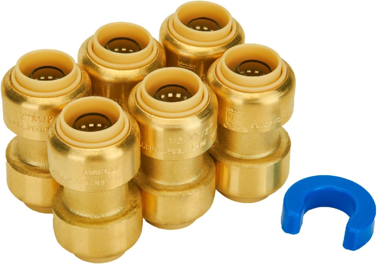 JUWO 12 Pack 1/2" Pushfit Straing Coupling, Pex Fitting for Copper