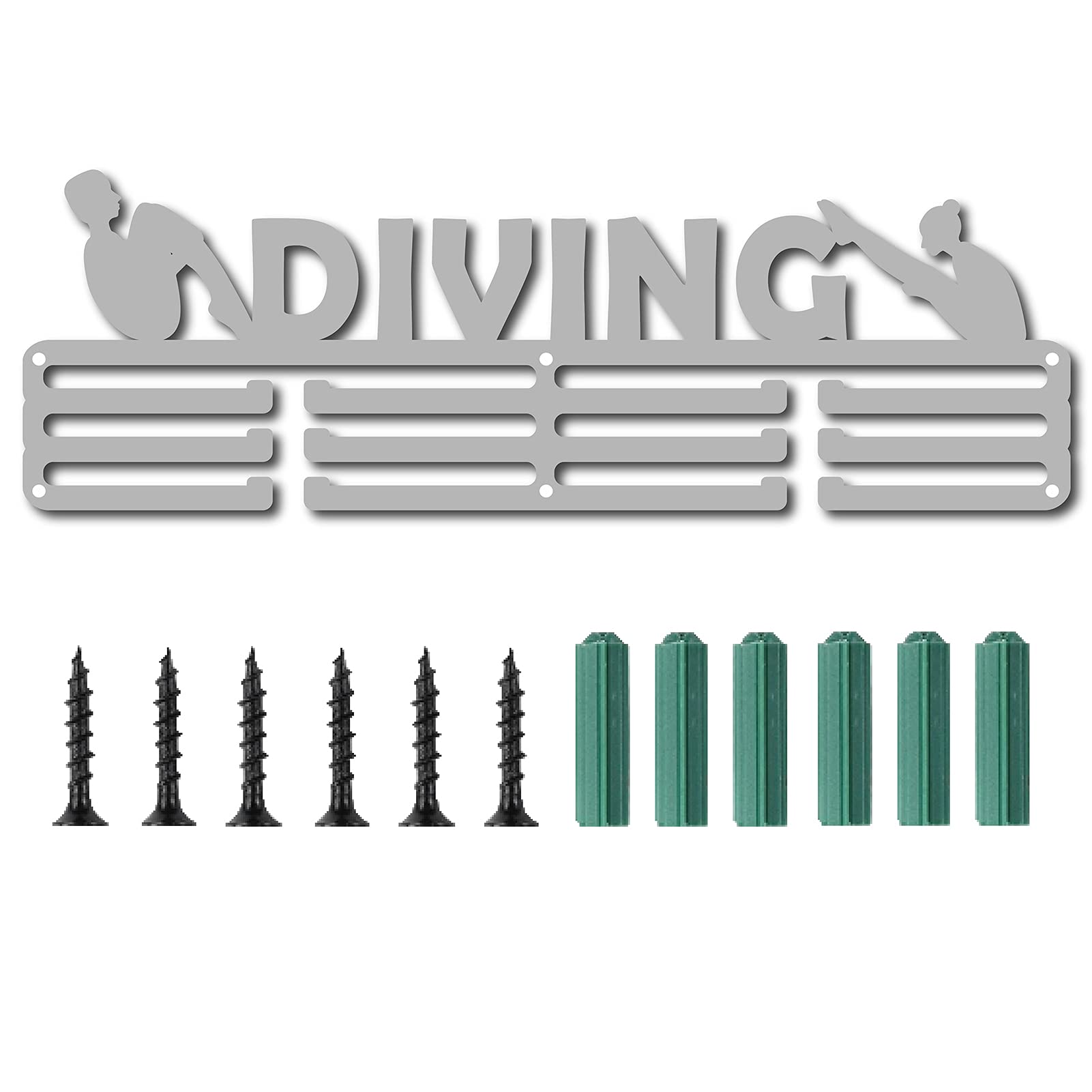 CREATCABIN Medal Holder Sport Diving Swimming Athlete Awards Display Stand Wall Rack Mount Hanger Decor For Champions Home Badge 3 Rung Medalist Gymnastics Over 60 Medals Olympic Games 15 7x5 1inch 67710