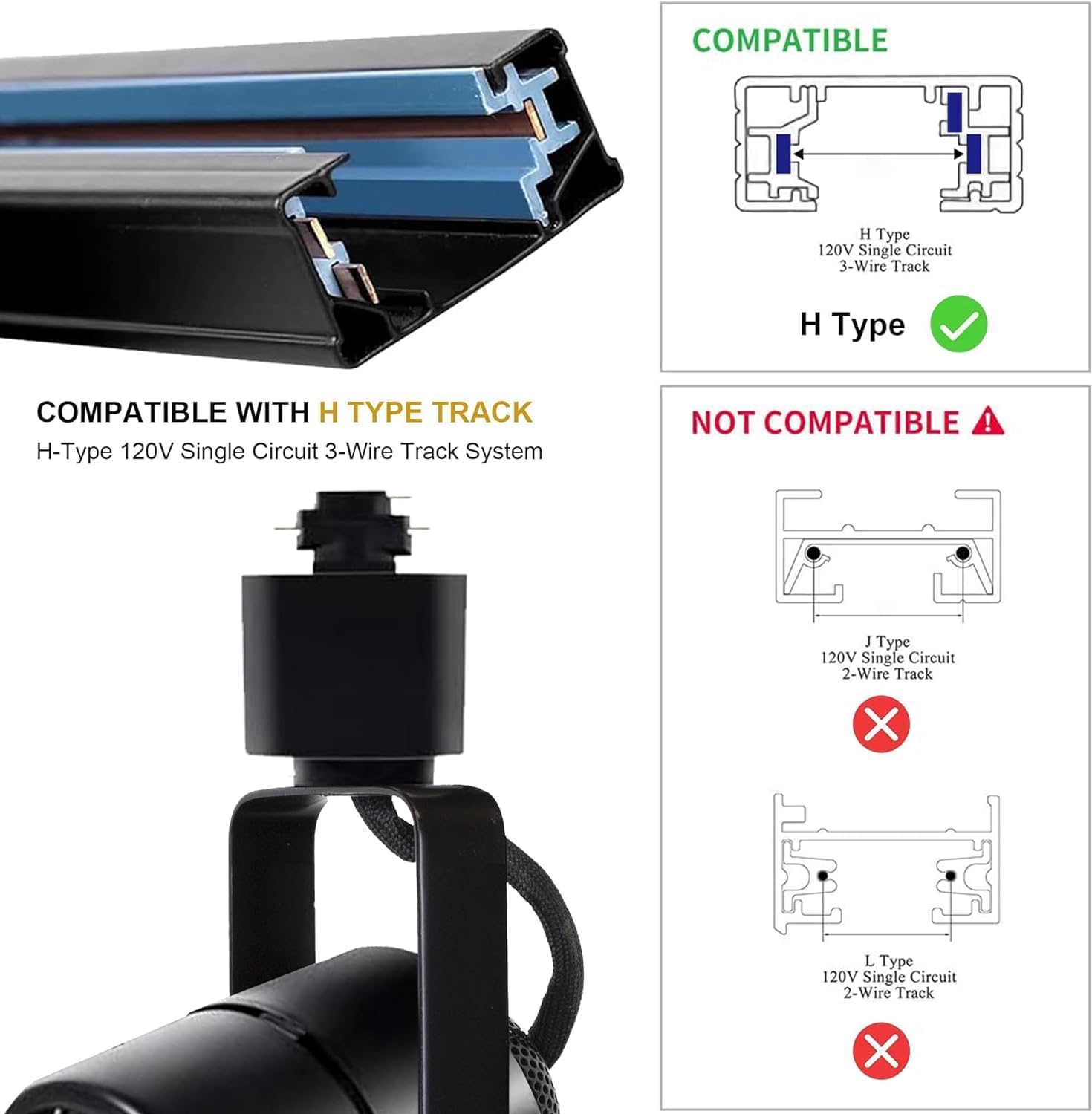 Track Lights, GU10 Adjustable Track Lighting 6 Lamps, Modern 4000K LED Light Bar System, Wall/Kitchen Ceiling Track Kit