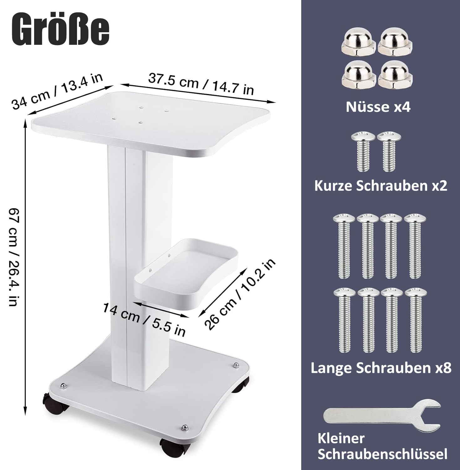 Kosmetikwagen mit Rollen ABS Salonwagen 67×34×37.5cm Tragbar Beauty Salon Trolley